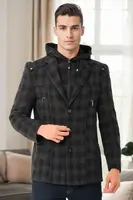 K7532 DEWBERRY MEN'S COAT-PLAID BLACK-1