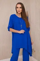 Sada halenka + kalhoty s přívěskem chrpově modrá