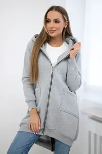 Zateplená mikina se zipem vzadu šedá