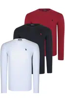 TRIPLE SET T8588 DEWBERRY ROUND NECK PÁNSKÁ MIKINA-ČERNO-BÍLÁ-VÍNOVÁ
