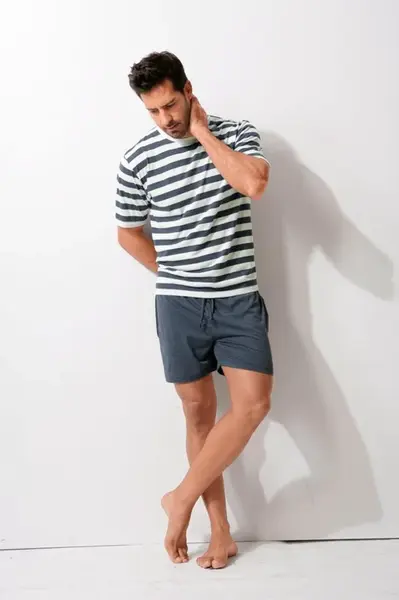 H.I.S Krátke pyžamo  námornícka modrá / biela