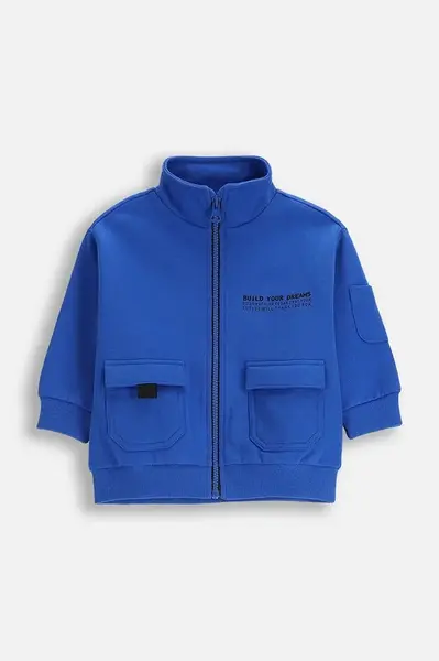 Dětská mikina s bavlnou Coccodrillo modrá barva, CITY BUILDER BOY KIDS