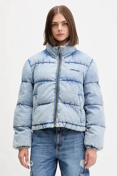 Džínová bunda Guess Jeans modrá barva, zimní, W5BL85 D6181