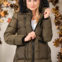 Z6763 DEWBERRY WOMEN'S COAT-PLAIN KHAKI