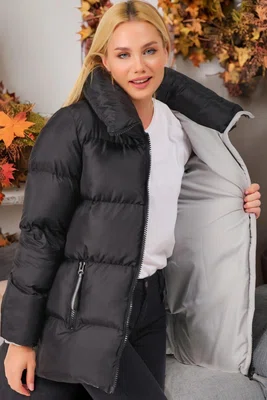 Z6682 DEWBERRY LADIES' COAT-PLAIN BLACK
