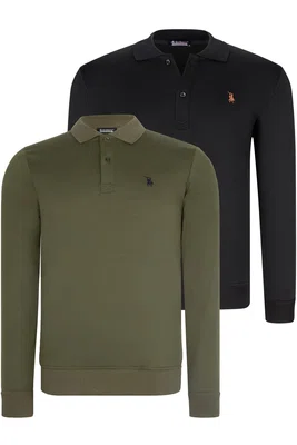 DVOJITÁ SADA V4007 DEWBERRY PÁNSKÁ MIKINA-ČERNÁ-KHAKI