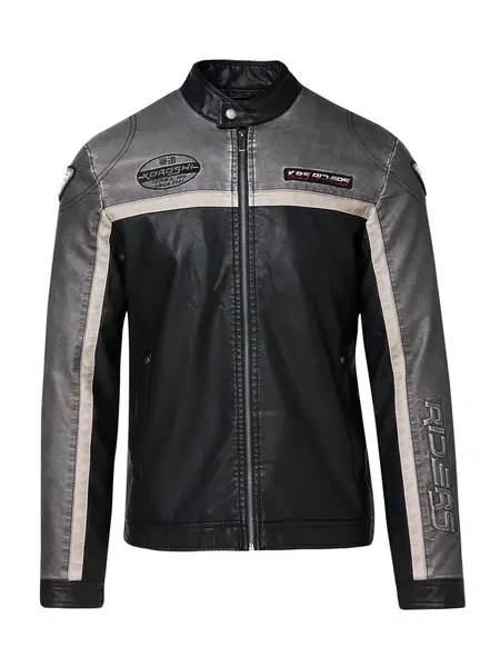 KOROSHI Prechodná bunda  sivá / čierna / biela