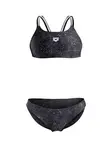 ARENA Bikiny 'RIBBED BANDEAU'  tmavosivá / čierna / biela