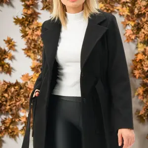 Z6778 DEWBERRY DÁMSKÝ KABÁT - SVĚTLÁ ČERNÁ