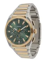 FOSSIL Analógové hodinky 'Everett'  zlatá / tmavozelená / strieborná