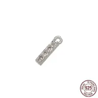 Real Platinum Plated Rhodium Plated 925 Sterling Silver Micro Pave Clear Cubic Zirconia Charms