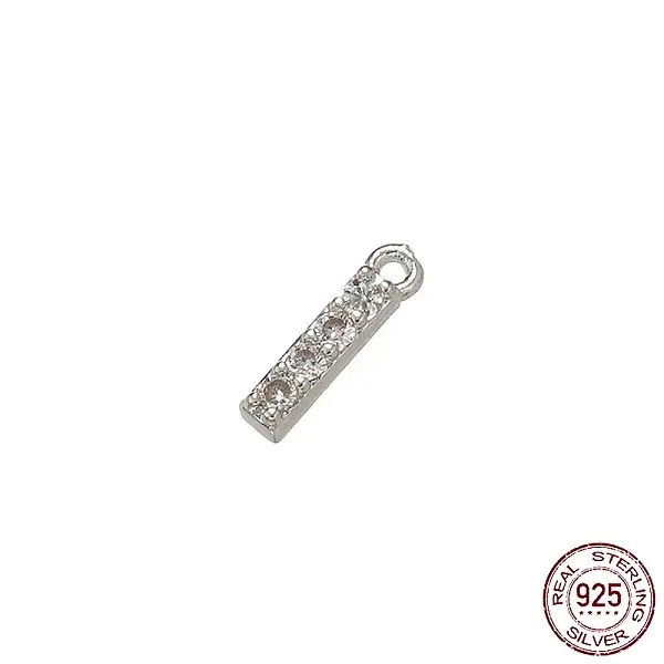 Real Platinum Plated Rhodium Plated 925 Sterling Silver Micro Pave Clear Cubic Zirconia Charms
