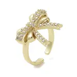 Brass Micro Pave Cubic Zirconia Open Cuff Ring