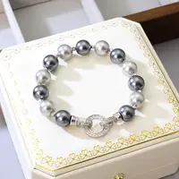Pearlized Glass Pearl Round Beaded Link Bracelets for Women