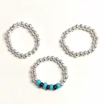 3Pcs 3 Style Iron & Glass Seed Beaded Stretch Rings Set