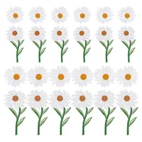 24Pcs 4 Styles Daisy Sunflower Embroidered Cloth Patch
