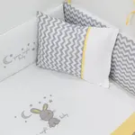 Ložní souprava do postýlky bunny-bílá/šedá/žlutá - 70x140cm