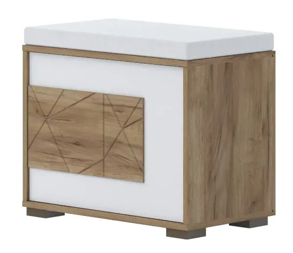 Čalouněný botník freya - dub halifax/bílá