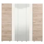 Šatní skříň 5d se zrcadlem genova - dub šedý/bílá