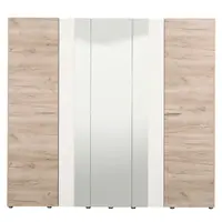 Šatní skříň 5d se zrcadlem genova - dub šedý/bílá