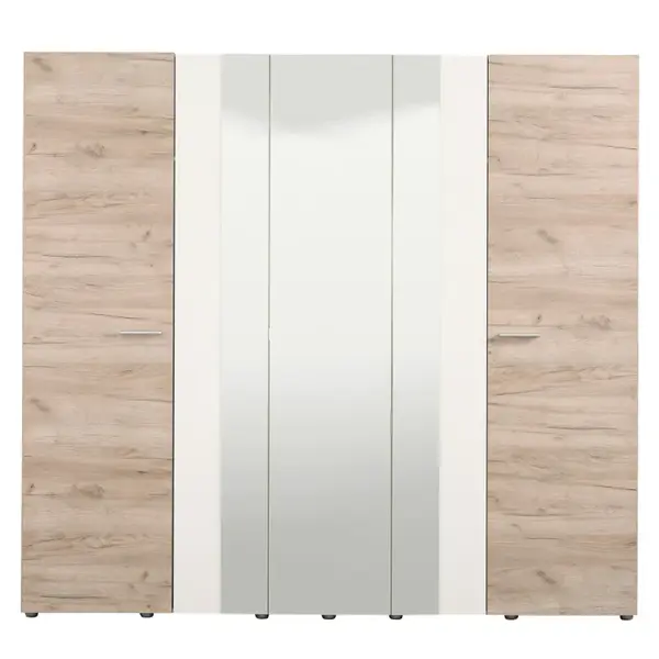 Šatní skříň 5d se zrcadlem genova - dub šedý/bílá