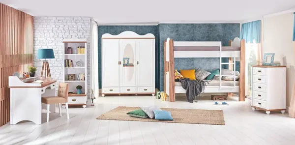 Dětský pokoj s patrovou postelí lovely - bílá/ořech