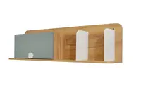 Závěsná police s dvířky ezra - dub zlatý/modrá/bílá