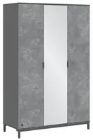Třídveřová šatní skříň se zrcadlem pluto - šedá