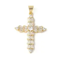 Brass Micro Pave Cubic Zirconia Cross Pendants