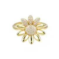 Cubic Zirconia Flower Open Cuff Ring
