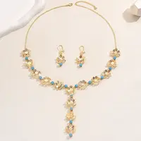 Elegant Flower Iron Cubic Zirconia Earrings & Necklaces Sets for Women's Vacation Parties