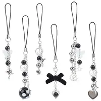 Alloy & Iron & Acrylic Bead Mobile Straps