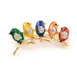 Birds with Branch Alloy Rhinestone Brooch