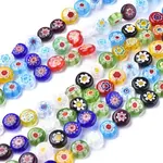 Flat Round Handmade Millefiori Glass Lampwork Beads