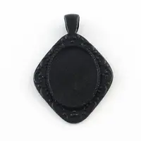 Electrophoresis Alloy Rhombus Pendant Cabochon Settings