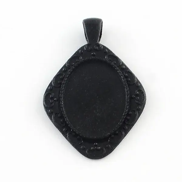 Electrophoresis Alloy Rhombus Pendant Cabochon Settings
