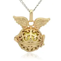 Golden Tone Brass Hollow Round Cage Pendants