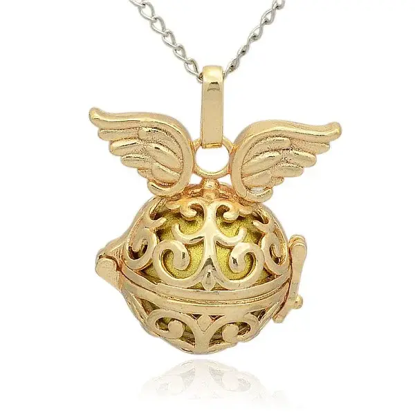 Golden Tone Brass Hollow Round Cage Pendants