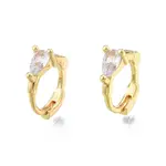 Clear Cubic Zirconia Teardrop Hoop Earrings