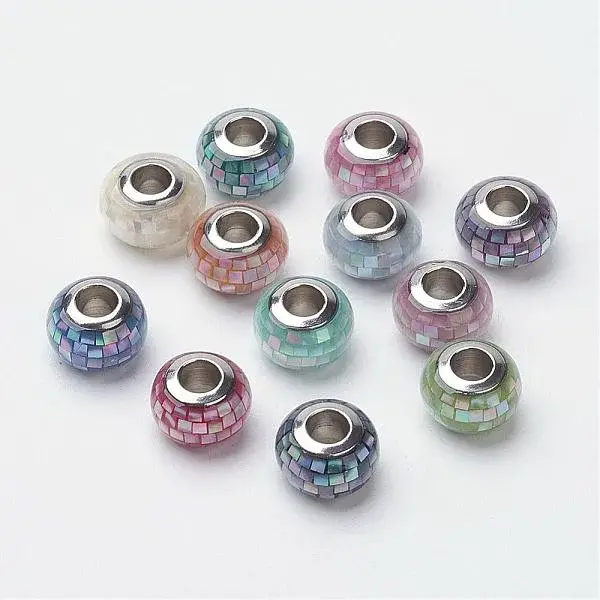 304 Stainless Steel Resin European Beads