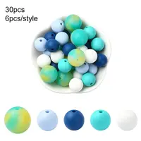 30Pcs 5 Colors Food Grade Eco-Friendly Silicone Focal Beads
