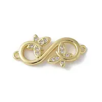 Brass Micro Pave Clear Cubic Zirconia Connector Charms