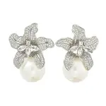 Rack Plating Brass Micro Pave Clear Cubic Zirconia Stud Earrings