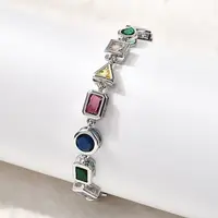 Brass Micro Pave Cubic Zirconia Link Bracelets for Women