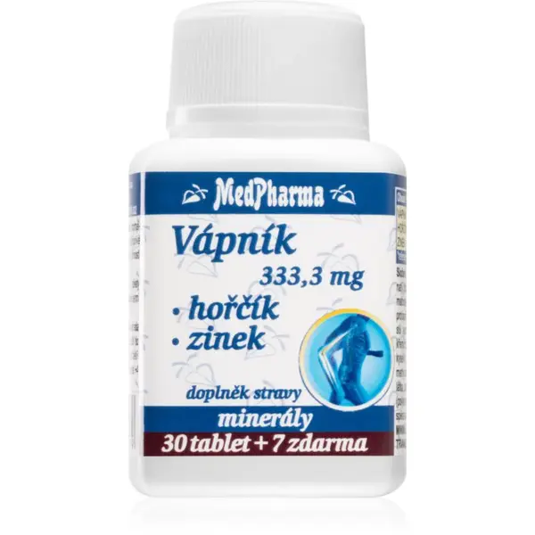 MedPharma Vápnik + horčík + zinok tablety pre vlasy, nechty, pokožku a normálny stav zubov 37 tbl