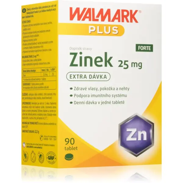 Walmark Zinok FORTE 25 mg tablety pre vlasy, nechty, pokožku a normálny stav zubov 90 tbl