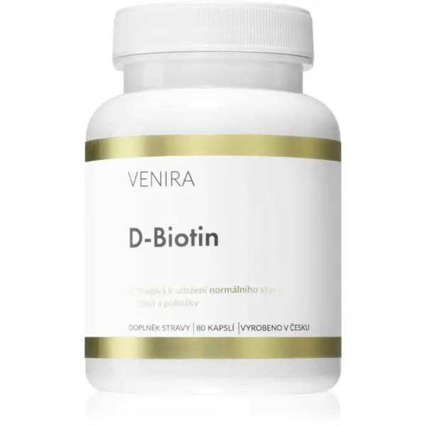 Venira D-biotin kapsle pro udržení normálního stavu pokožky a zdravé vlasy 80 cps