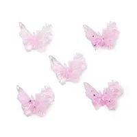 Butterfly with Flower Transparent Resin Cabochons