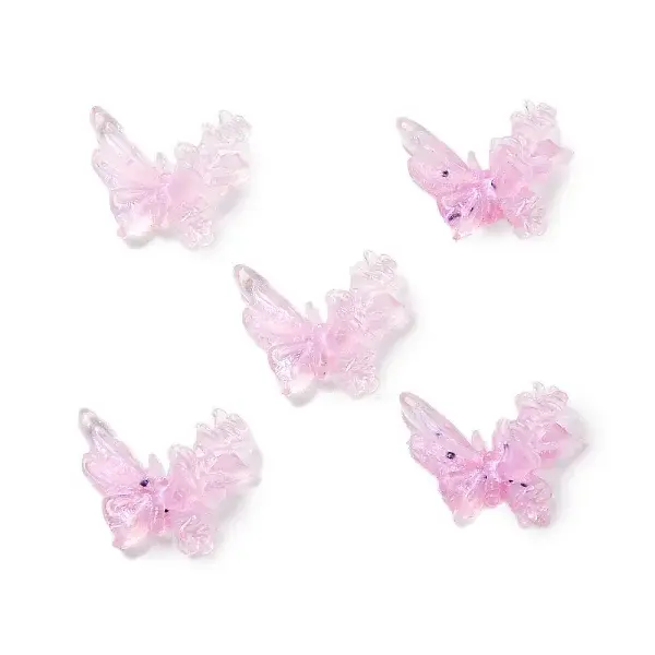 Butterfly with Flower Transparent Resin Cabochons
