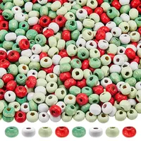 800 pcs 4 Colors Christmas Theme Wood Beads